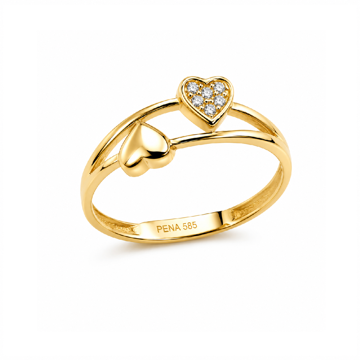 PENA Dual Heart 14 Ayar Altın Yüzük