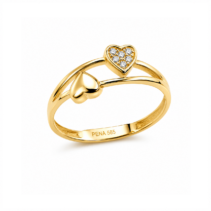 PENA Dual Heart 14 Ayar Altın Yüzük