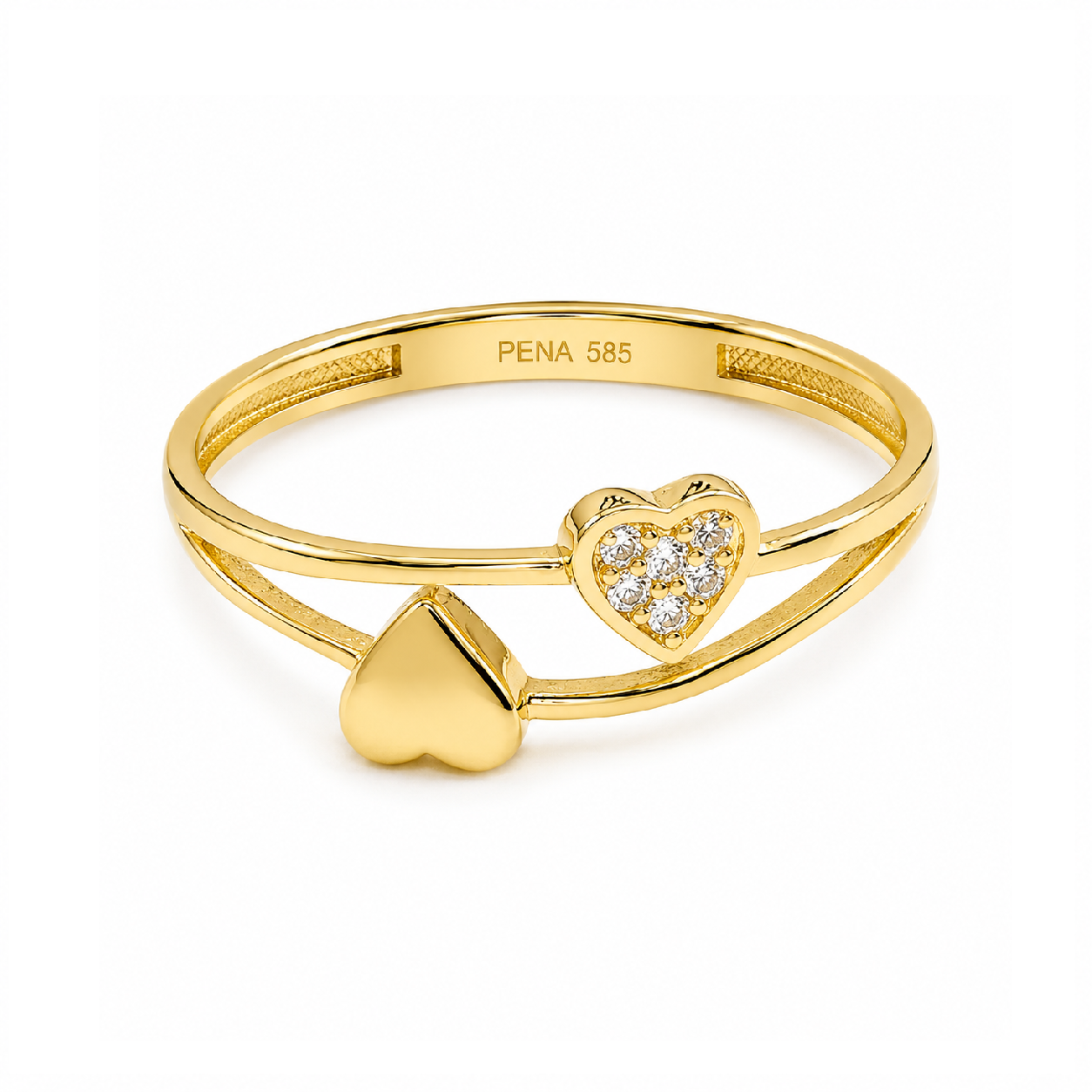 PENA Dual Heart 14 Ayar Altın Yüzük