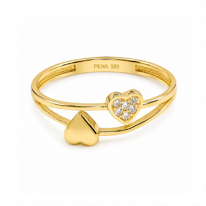 PENA Dual Heart 14 Ayar Altın Yüzük