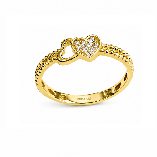 PENA Twin Heart Spark 14 Ayar Altın Yüzük