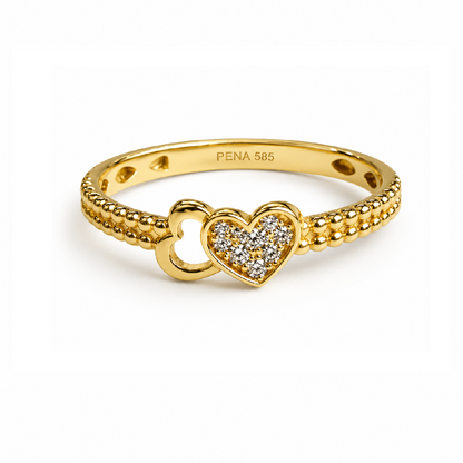 PENA Twin Heart Spark 14 Ayar Altın Yüzük